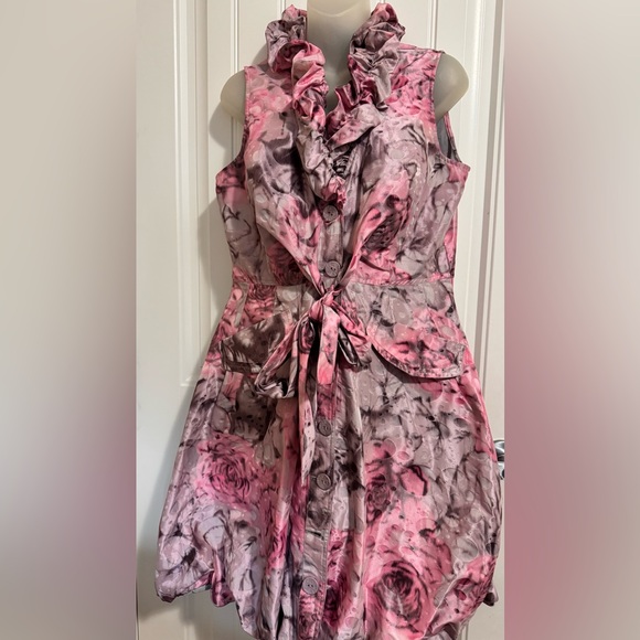 Samuel Dong Dresses & Skirts - Size L Samuel Dong Pink Floral Ruffle Dress new without tag